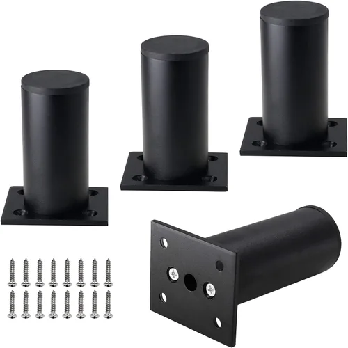 Miniatura 13 de Juego de 4 patas para muebles de 4 pulgadas, patas ajustables de aleación de aluminio, patas redondas de metal para sofá, patas ajustables