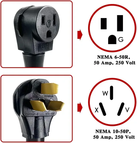 Miniatura 4 de NEMA 10-50P al soldador 6-50R Cable adaptador de soldadura 50A 250V, 6 AWG* 3C