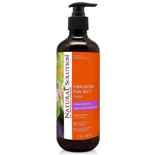 Natural Solution Champú con lavanda orgánica y aceite de marula, infundido con sal rosa del Himalaya, cuidado diario calmante e hidratante para todo