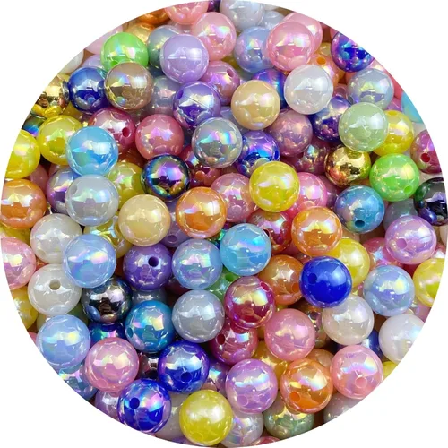 Miniatura 22 de 400 piezas cuentas de perla de 8mm AB cuentas de plástico brillantes y coloridas cuentas espaciadoras sueltas para hacer joyas, aretes, pulseras