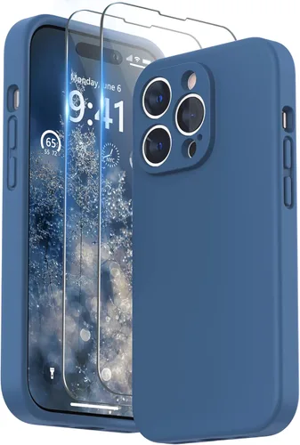 Miniatura 8 de SURPHY Funda diseñada para iPhone 14 Pro con protector de pantalla, (protección de cámara y forro de microfibra suave), funda de silicona líquida