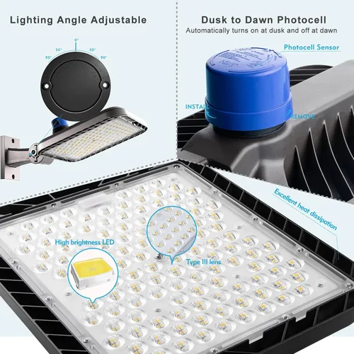Miniatura 3 de Lightdot Luz LED de estacionamiento de 400 W, montaje de brazo de 100000 lúmenes, 5000 K, iluminación inteligente del atardecer al amanecer, luces
