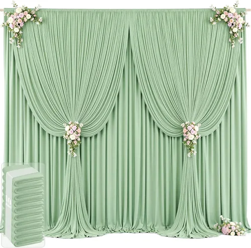 Miniatura 57 de 20 pies x 12 pies Cortinas de Telón de Fondo Azul Bebé Sin Arrugas para Bodas y Fiestas, Telón de Fondo de Tela Azul, Cortinas para Bodas