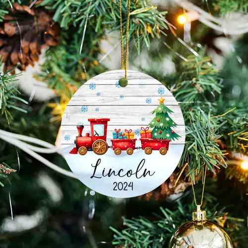 Miniatura 5 de Adorno de tren de Navidad, adorno de tren personalizado para decoración de árbol de Navidad, adorno personalizado de tren de amor para niños