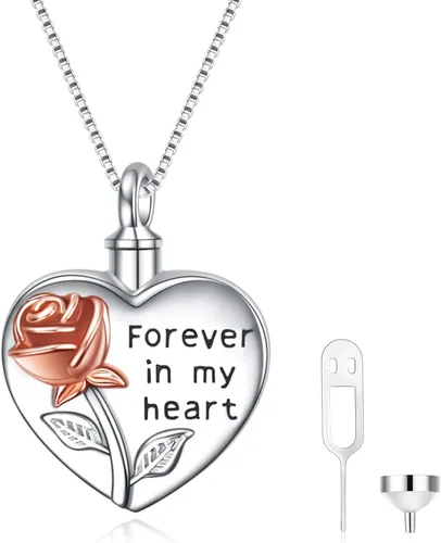 YFN Collares de urna de girasol de plata esterlina para cenizas para mujeres y hombres, joyería de cremación de abulón para cenizas, regalo de