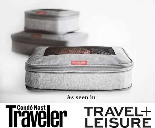 Miniatura 3 de LeanTravel Juego de 3 cubos de compresión para viajes color gris doble cremallera