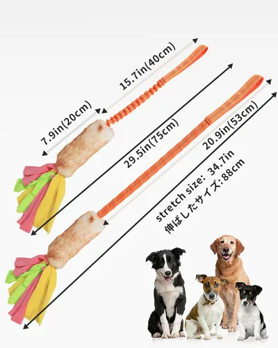Miniatura 6 de SCHITEC Juguete de tira y afloja para perros, juguetes de cuerda elástica y tira y afloja con sonido chirriante para ejercicio