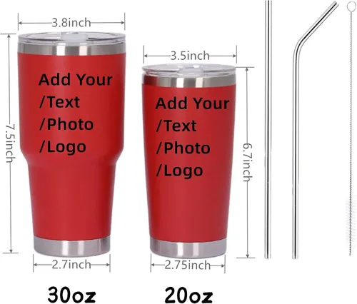 Miniatura 6 de Vaso de acero inoxidable con foto personalizada de 20 onzas / 30 onzas, taza de café personalizada con tapa y pajilla, taza aislada al vacío
