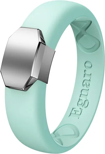 Miniatura 40 de Egnaro - Anillo de boda de silicona para mujer, diseño ergonómico y transpirable, ancho de 0.15 pulgadas, bandas de silicona flexibles con placa