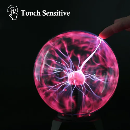 Miniatura 5 de DELIPOP Bola de plasma de 8 pulgadas, luz roja con cable enchufable, lámpara de bola de plasma mágica, luz de discoteca sensible al tacto y al