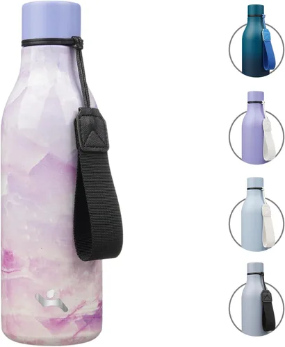 Miniatura 46 de Konokyo Botella de agua aislada con correa, botella de agua de acero inoxidable de 18 onzas de doble pared con aislamiento al vacío, frasco de Verde