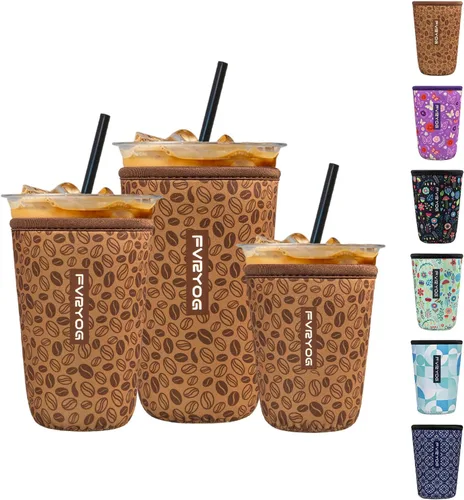 Miniatura 60 de Fundas de neopreno reutilizables aisladas para café helado, fundas para tazas de café helado, fundas para bebidas heladas y calientes
