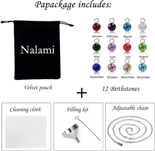 Miniatura 6 de Cremation Heart Urn Necklace for Ashes for Women with 12 Birthstones, Cremation Ashes Jewelry Keepsake with Angel Wing - Your Wings were Ready, But