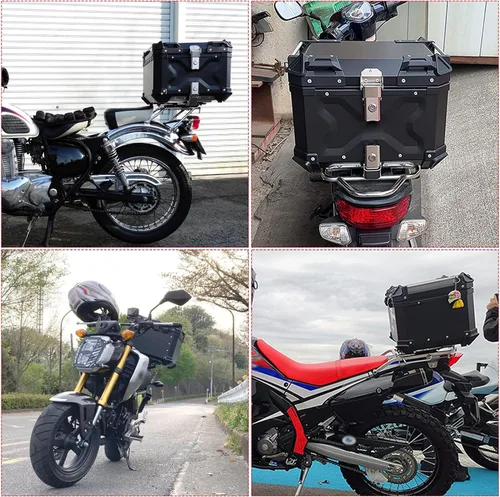 Miniatura 6 de Maletero Universal para Motocicleta, Caja Superior de 45L, Baúl Trasero para Motocicleta, Estuche de Almacenamiento con Respaldo, Cerradura de Negro