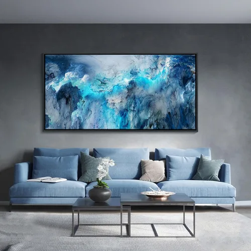 Miniatura 18 de Mofutinpo Arte de Pared en Lienzo Azul Decoración de Pared Abstracta Moderna para Sala de Estar Cuadros Contemporáneos para Decoración de Pared
