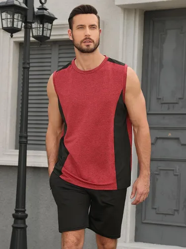 Miniatura 3 de AMVELOP Paquete de 4 camisetas sin mangas de entrenamiento para hombre, de secado rápido, para gimnasio