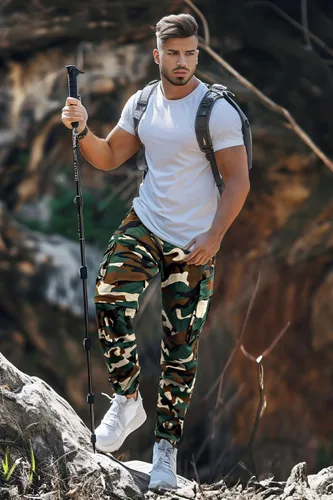 Miniatura 6 de Pantalones convertibles de senderismo al aire libre para hombre, pantalones deportivos de carga elásticos para hombre, pantalones tácticos de pesca