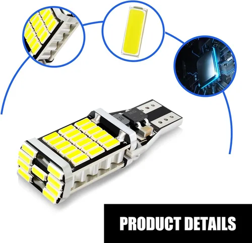 Miniatura 4 de 4 bombillas LED de marcha atrás, iluminación de 360 grados, 6500K 800LM bombillas de señal de giro para automóvil, T15 4014 45SMD, luz de freno