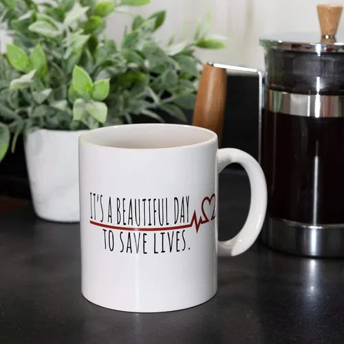 Miniatura 5 de Surreal Entertainment Greys Anatomy Derek Shepherd Taza de café de cerámica It's A Beautiful Day To Save Lives Capacidad para 16 onzas