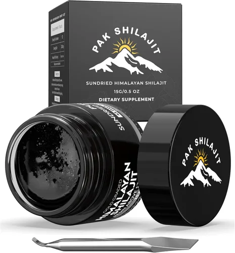 Resina de Shilajit del Himalaya Puro 45 Días Seco al Sol y Grado Oro de Shilajit por Encima de 17000 Pies | Purificado y Orgánico, Más de 85