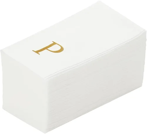 Miniatura 41 de Luxenap Toallas de invitados de tacto de lino de 15.8 X 7.9 pulgadas, 50 toallas de mano con letras - Letra dorada "S", fuente sans serif