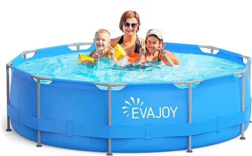 Miniatura 11 de EVAJOY Juego de piscina rectangular con marco de metal de 14 x 7 x 48 pulgadas para familias, juego de piscina rectangular sobre el suelo con bomba