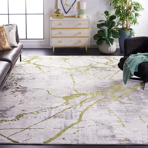 Miniatura 19 de SAFAVIEH Amelia Collection - Alfombra decorativa de 2 x 4 pies, gris y negro, diseño abstracto moderno, no desprende pelusa y de fácil cuidado