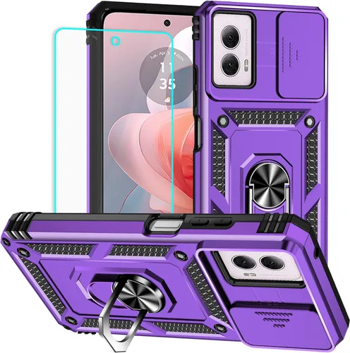 Miniatura 19 de HNHYGETE Funda para Moto G Power 5G 2024 con protector de pantalla: [grado militar de 20 pies a prueba de caídas] Funda protectora a prueba