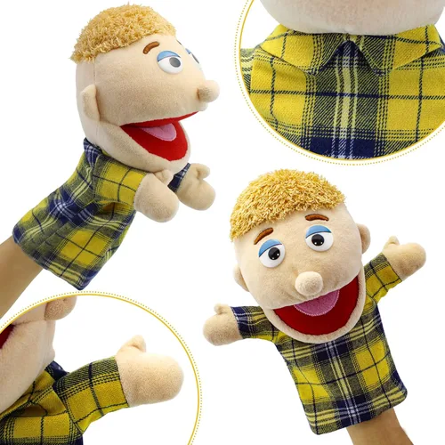 Miniatura 3 de Marionetas de mano familiares, Marionetas para niños para representar a los miembros de la familia 34 cm Marionetas multiétnicas de peluche suaves