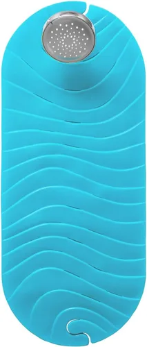 Miniatura 3 de Boon B11192 RIPPLE - Tapete antideslizante para bañera de bebé con gancho para colgar y orificios de drenaje, color azul