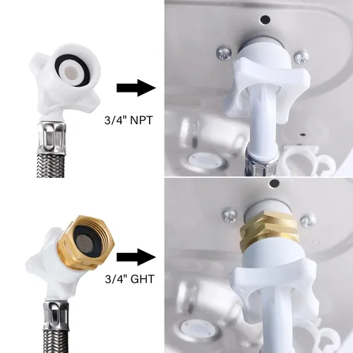 Miniatura 4 de Manguera de lavadora de acero inoxidable con conexión rápida, conexión de entrada de agua portátil y línea de suministro, (codo de 90 grados)