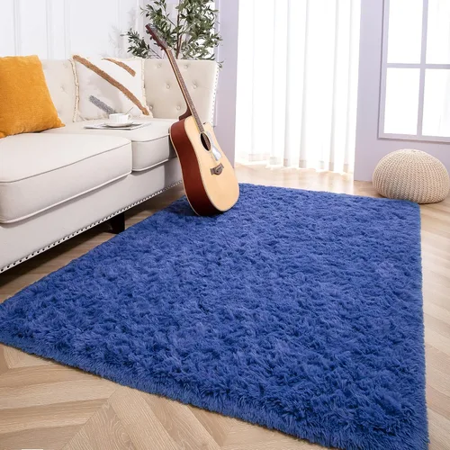 Miniatura 2 de Foxmas - Alfombra para centro de habitación, esponjosa y ultrasuave, para dormitorio, habitación de los niños, habitación del bebé, afelpada, Azul