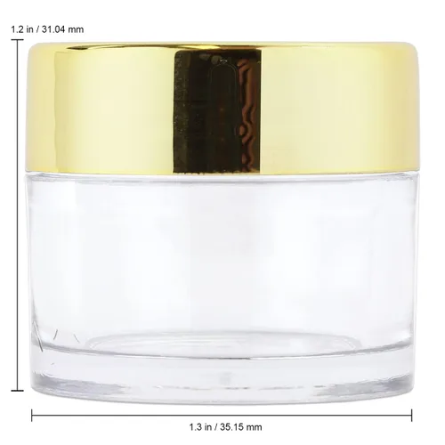 Miniatura 2 de Beauticom - Tarros redondos de acrílico transparente de pared gruesa a prueba de fugas con tapas doradas para belleza, crema, cosméticos, ungüentos