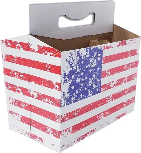 Miniatura 2 de ICE N COLD Paquete de 6 bolsas de cartón (bandera americana, 150 unidades) Capacidad para 6 botellas de 12 onzas Envío rápido el mismo día
