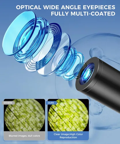 Miniatura 3 de PalliPartners Microscopio compuesto para adultos y estudiantes - Microscopio biológico de alta potencia 100X-2000X para estudiantes, laboratorio