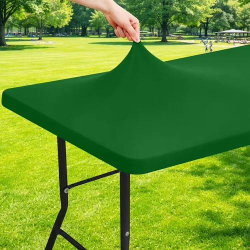 Miniatura 26 de Moosfor Mantel rectangular de elastano de 4 pies, manteles elásticos ajustables para pícnic, funda elástica y lavable para mesa de patio para Azul