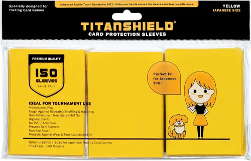 TitanShield (150 funda/amarillo) - Fundas para tarjetas coleccionables de tamaño japonés para Yu-Gi-Oh, Cardfight! Vanguard y más