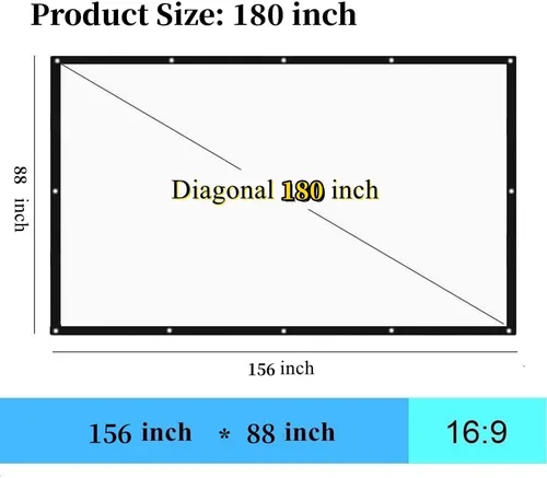 Miniatura 4 de Pantalla de proyector para exteriores de 180 pulgadas, WRLSUN HD 16:9, grande, plegable, portátil, para cine en casa, para campamento, oficina