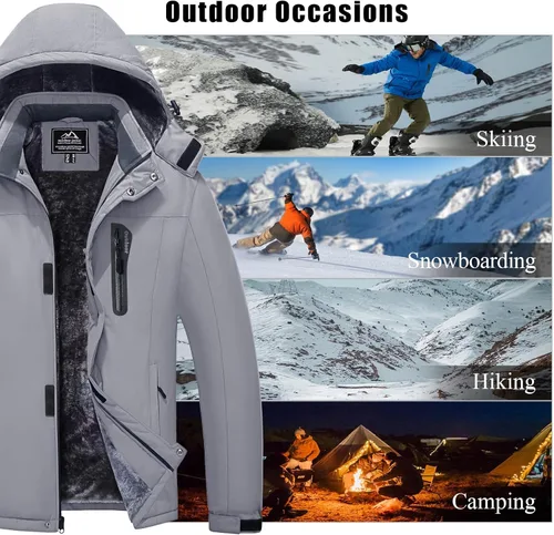 Miniatura 7 de MAGCOMSEN - Abrigos de invierno para hombre, impermeables, con forro polar, parka, con capucha, para esquiar, senderismo, trabajo