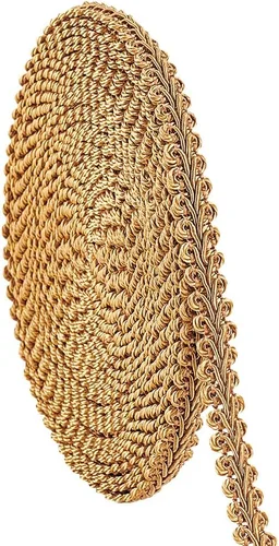 PH PandaHall - Pasamanería de poliéster dorado de 15 yardas con trenzado de gimp para costura, manualidades, disfraces, tapicería, cortinas y fundas