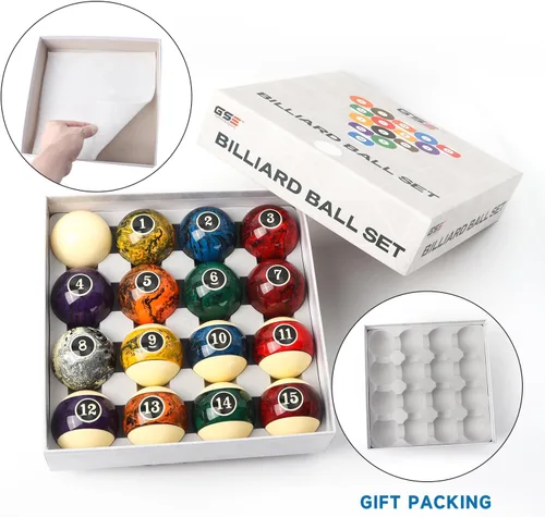 Miniatura 5 de GSE Games & Sports Expert - Juego de bolas de billar de 2 1/4 pulgadas de tamaño profesional reglamentario, juego estándar de 16 bolas para mesa
