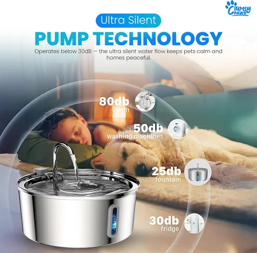 Miniatura 6 de Fuente de agua para perros de acero inoxidable, dispensador de agua automático grande de 8 litros para gatos, perros y otras mascotas, fuente