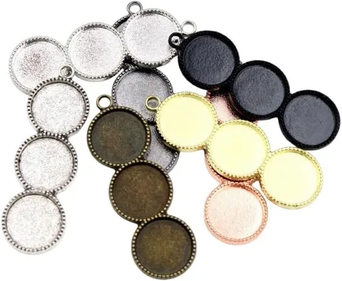 Miniatura 4 de Kentuckiz - 10 unidades de 0.472 in de tamaño interior de tres camafeo cabujón base en blanco colgante bandejas bisel diy collar colgante joyería Oro