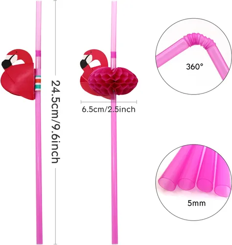 Miniatura 2 de BLUE TOP Pajitas de cóctel de flamenco de 9.65 pulgadas, 100 unidades, pajitas de flamenco rojo para cóctel, batido, jugo, decoración y añadir