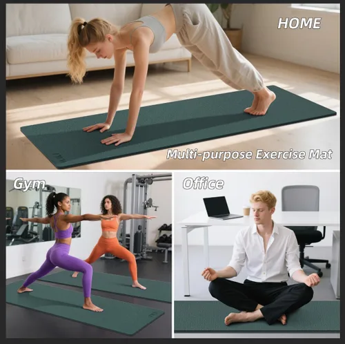Miniatura 6 de ILILI Tapete de yoga 10mm extra grueso y 193cm extra largo, 76x28x0.4 pulgadas, material TPE antideslizante de doble color, fácil de transportar