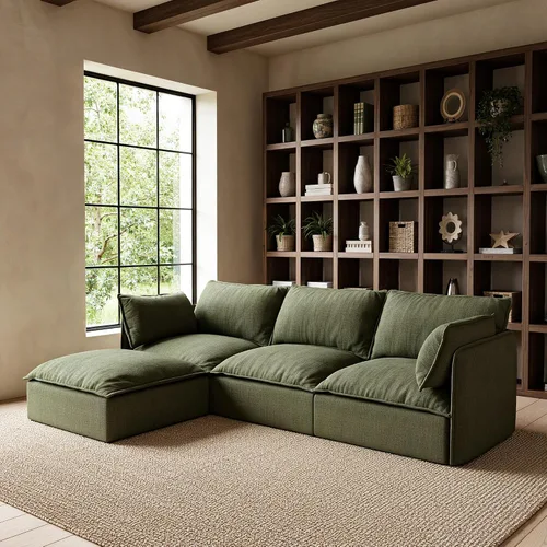 Miniatura 5 de Acanva Sofá modular modular para sala de estar, cómodo sofá convertible en nube, sofá de gran tamaño con otomana y fundas de felpilla lavables