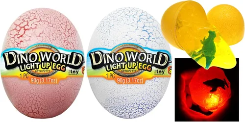 Miniatura 8 de JA-RU Slime - Huevos de dinosaurio con luces, 4 huevos surtidos, incluye dinosaurio sorpresa, limo de neón, luces intermitentes, juguetes de Pascua