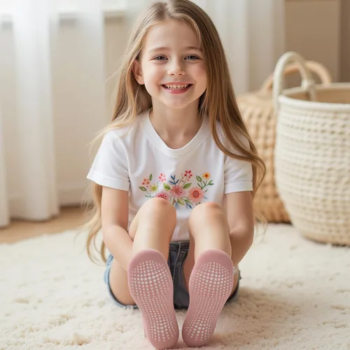 Miniatura 2 de HONGTEYA - 6 pares de calcetines con volantes para niñas, calcetines antideslizantes para bebés con agarre para niñas y niños de 1 a 2 años, 3 a 4