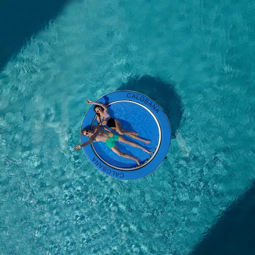 Miniatura 7 de CALOBANA Hamaca de agua inflable redonda flotante, flota lago isla balsa plataforma de muelle inflable para adultos, piscina, río, fiesta