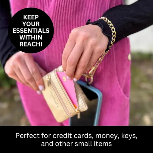 Miniatura 6 de Save the Girls Clip and Go - Cadena de metal para teléfono con bolsa (Gun Metal - Bolsa Negra) – Elegante cordón crossbody para teléfono con Cadena